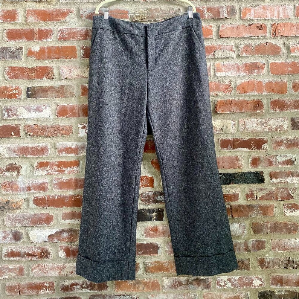 A New Day Womens Dress Pants, Wide Leg, Gray, Cuffed Hems, Size 16.
